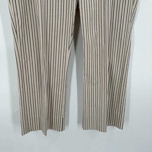 CABI Ivory White Navy Blue Striped Tik Tok Cropped Bootcut Trouser Pants Size 10 - Picture 5 of 8